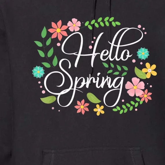 Hello Spring Flowers Costume Floral First Day Of Spring Premium Hoodie