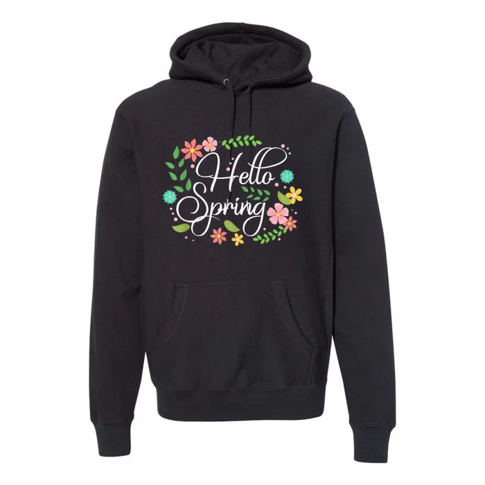 Hello Spring Flowers Costume Floral First Day Of Spring Premium Hoodie