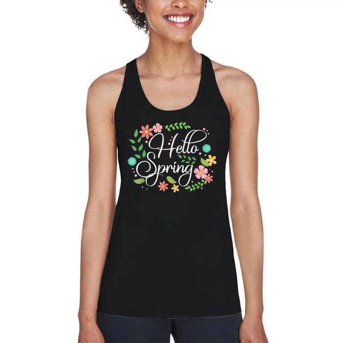 Hello Spring Flowers Costume Floral First Day Of Spring Women's Racerback Tank