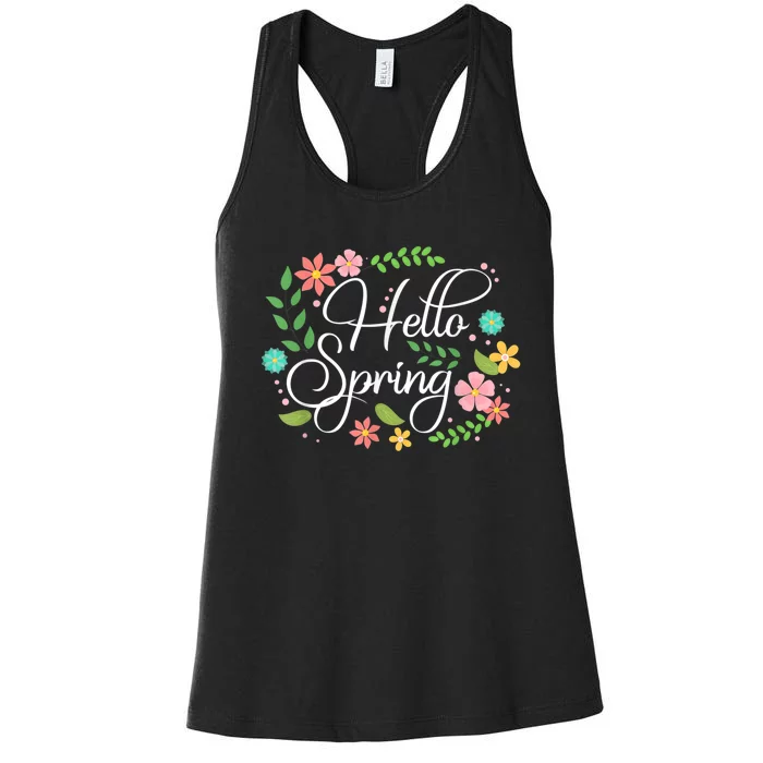 Hello Spring Flowers Costume Floral First Day Of Spring Women's Racerback Tank