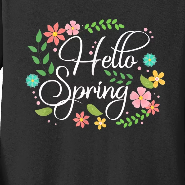 Hello Spring Flowers Costume Floral First Day Of Spring Kids Long Sleeve Shirt