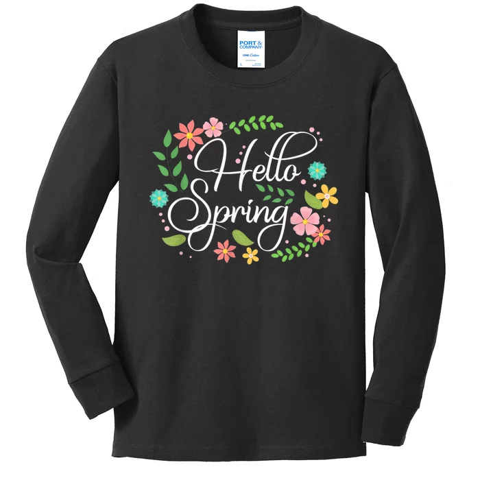 Hello Spring Flowers Costume Floral First Day Of Spring Kids Long Sleeve Shirt