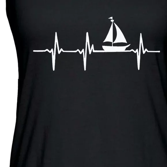 Heartbeat Sailing For Sailors With Sailboat Ladies Essential Flowy Tank