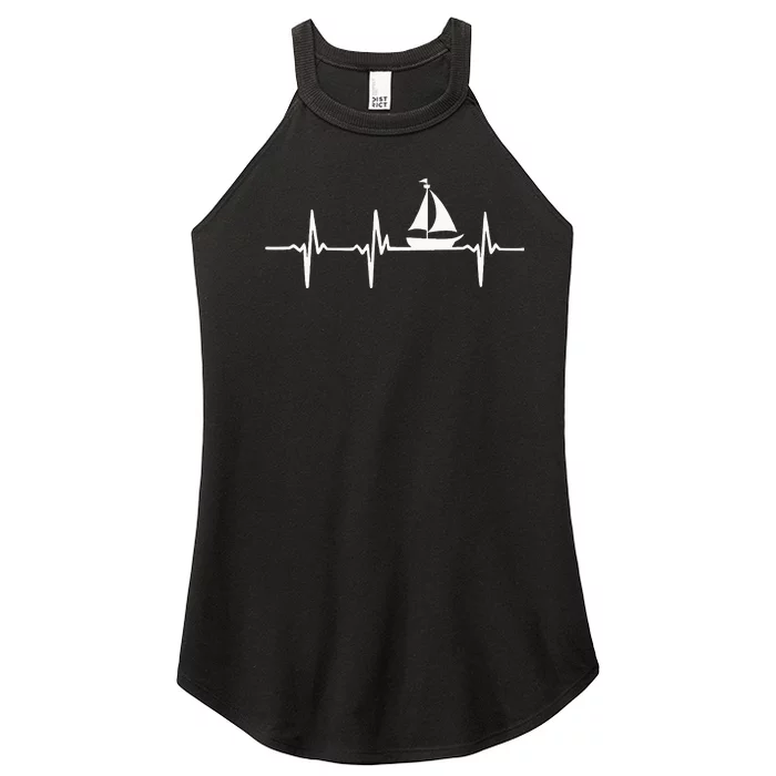 Heartbeat Sailing For Sailors With Sailboat Women’s Perfect Tri Rocker Tank