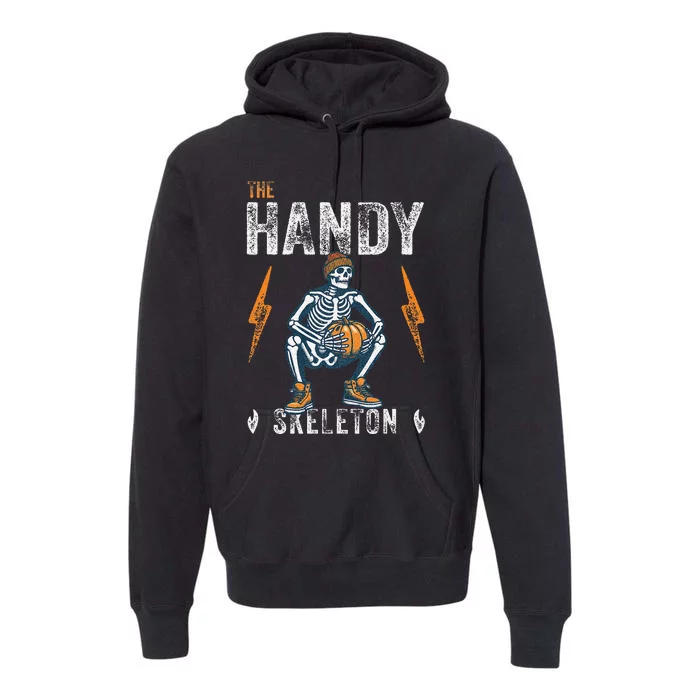 Handy Skeleton Funny Halloween Matching Premium Hoodie