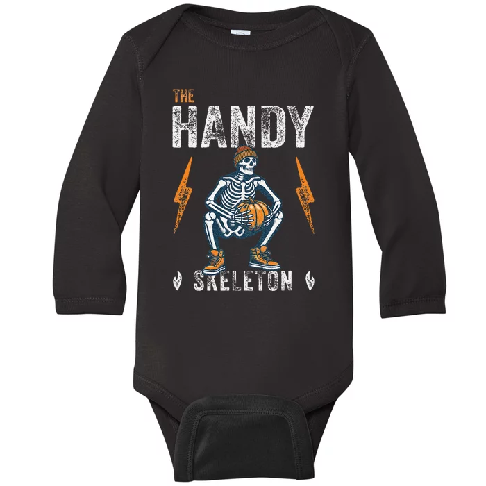 Handy Skeleton Funny Halloween Matching Baby Long Sleeve Bodysuit