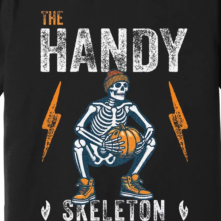 Handy Skeleton Funny Halloween Matching Premium T-Shirt