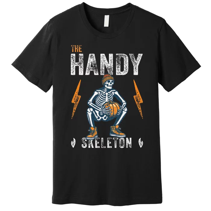 Handy Skeleton Funny Halloween Matching Premium T-Shirt