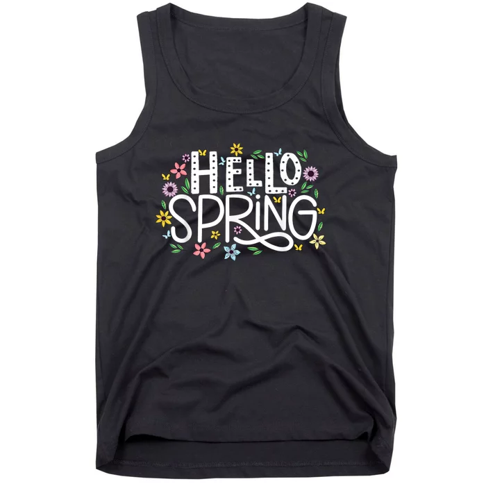 Hello Spring Flowers Bloom Floral First Day Of Spring Tank Top