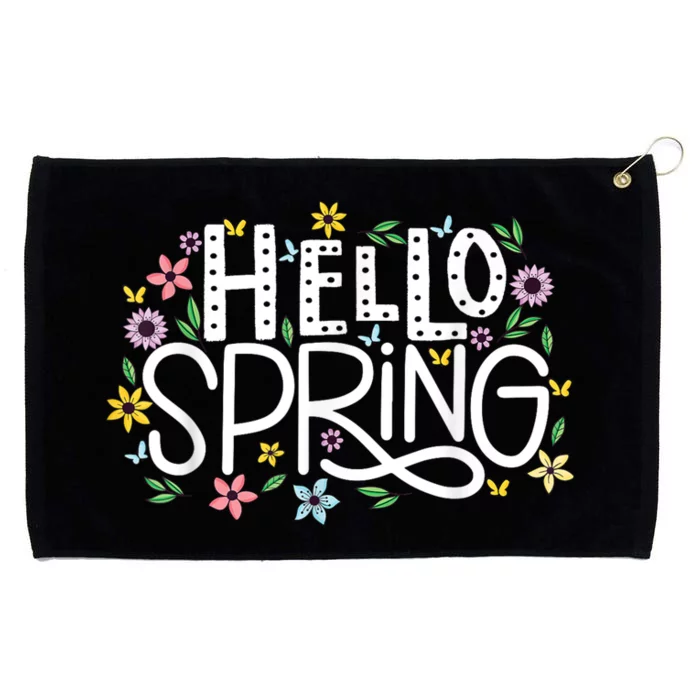 Hello Spring Flowers Bloom Floral First Day Of Spring Grommeted Golf Towel