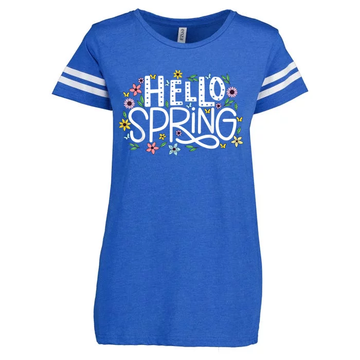 Hello Spring Flowers Bloom Floral First Day Of Spring Enza Ladies Jersey Football T-Shirt