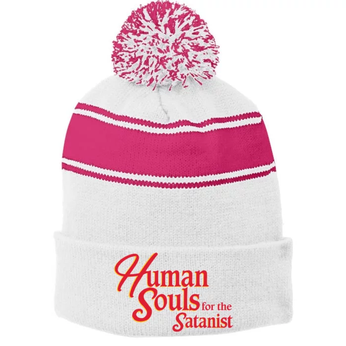 Human Souls For The Satanist Stripe Pom Pom Beanie