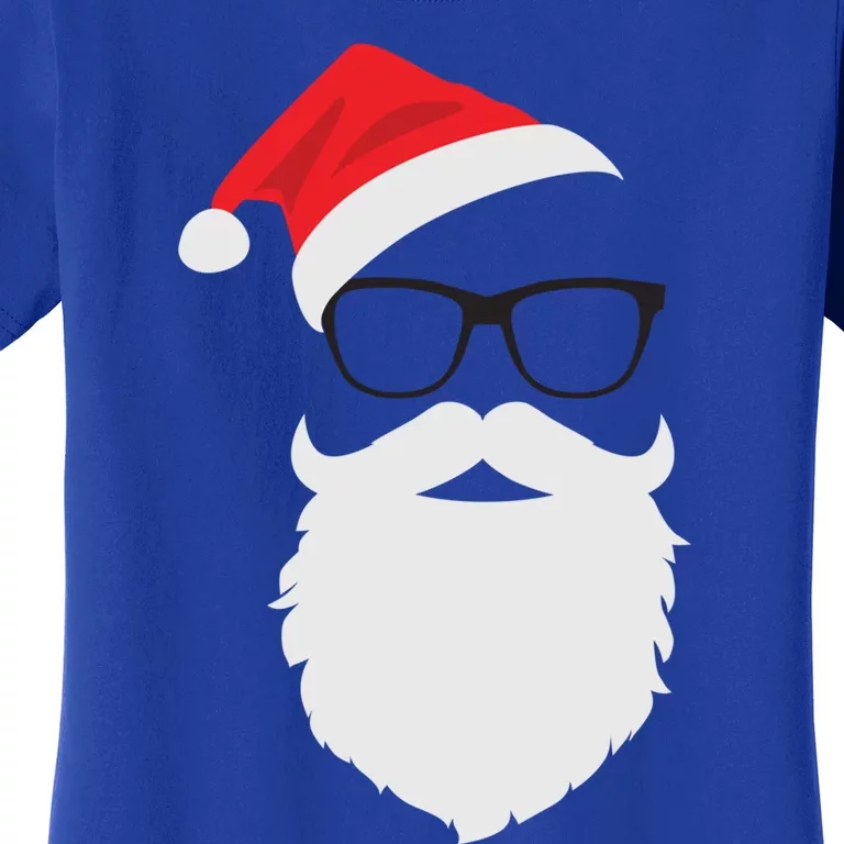 Hipster Santa Face With Hat Beard And Glasses Christmas Cool Gift Women's T-Shirt