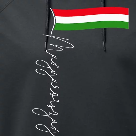 Hungary Signature Flag Pole  Patriotic Hungarian Flag Performance Fleece Hoodie