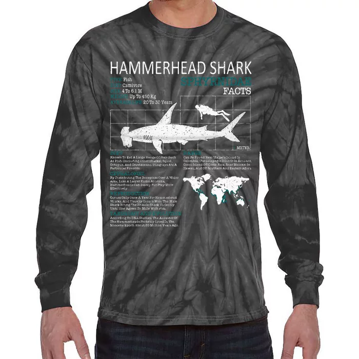 Hammerhead Shark Facts Shark Funny Lover Gift Tie-Dye Long Sleeve Shirt