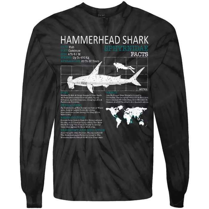 Hammerhead Shark Facts Shark Funny Lover Gift Tie-Dye Long Sleeve Shirt