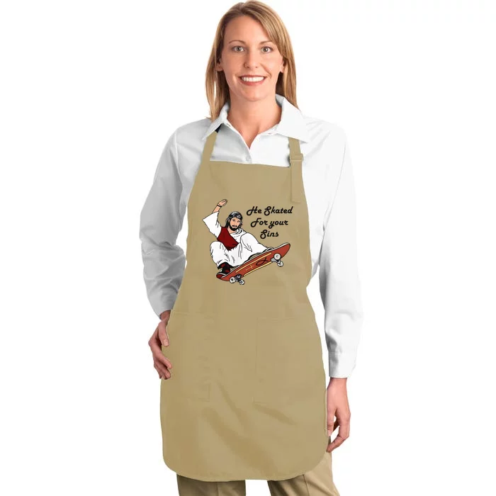 He Skated For Your Sins Full-Length Apron With Pocket