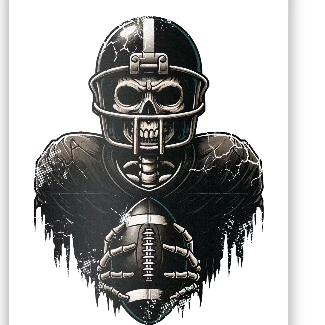 Halloween Skeleton Football Player Spooky Sports Graphic Gift Poster