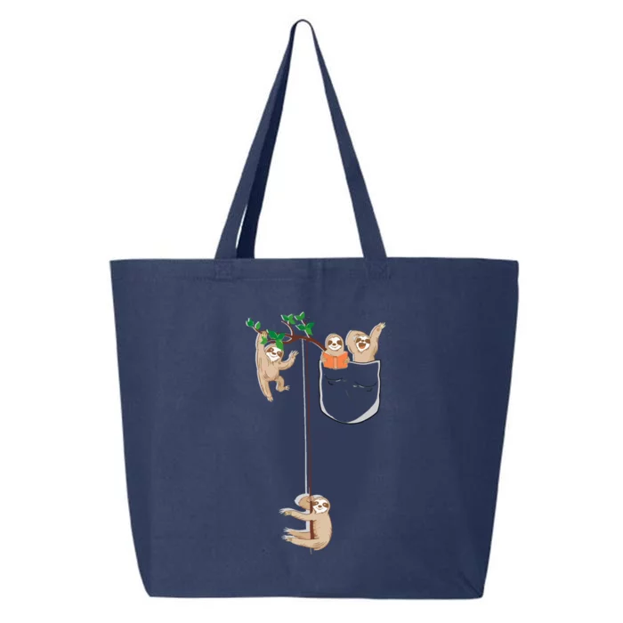 Happy Sloth Family Habitat In Pocket 25L Jumbo Tote