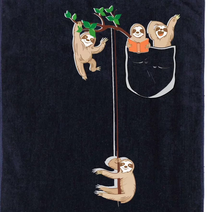 Happy Sloth Family Habitat In Pocket Platinum Collection Golf Towel