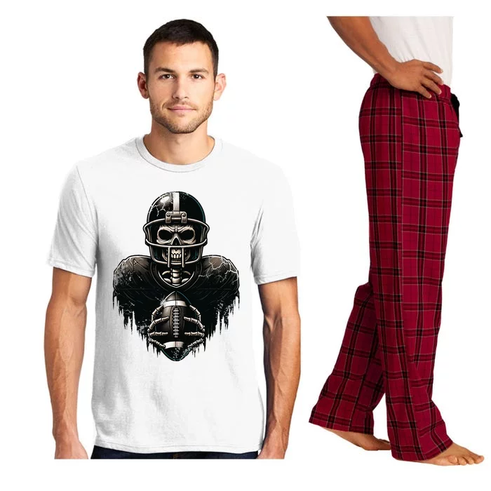 Halloween Skeleton Football Player Spooky Sports Graphic Pajama Set