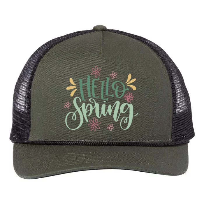 Hello Spring Flowers Retro Rope Trucker Hat Cap