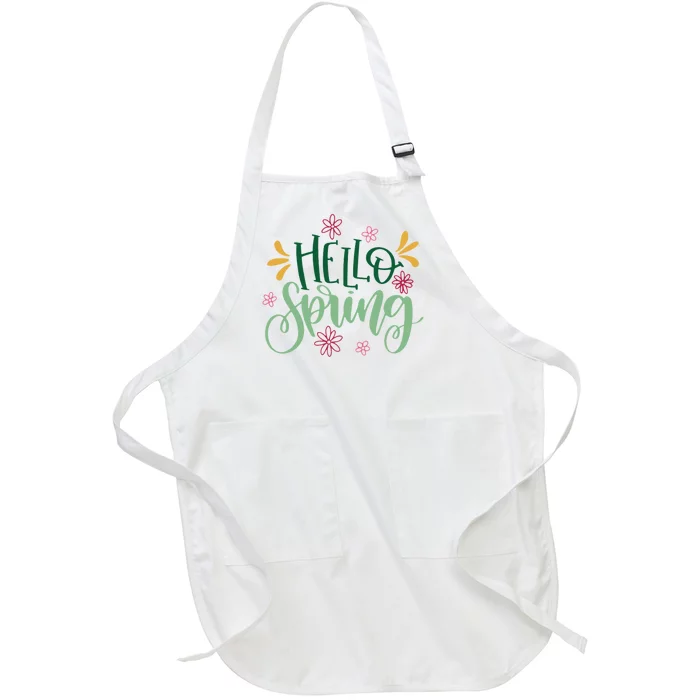 Hello Spring Flowers Full-Length Apron With Pocket