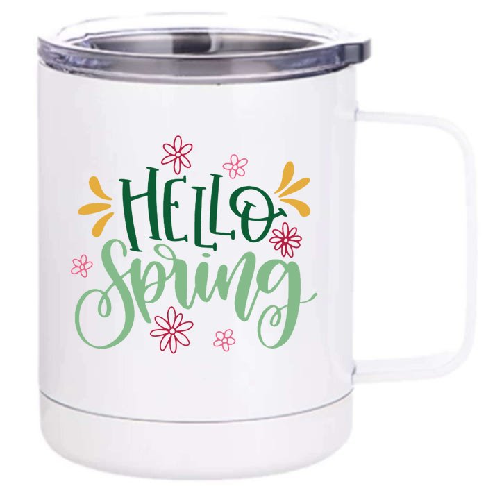 Hello Spring Flowers Front & Back 12oz Stainless Steel Tumbler Cup