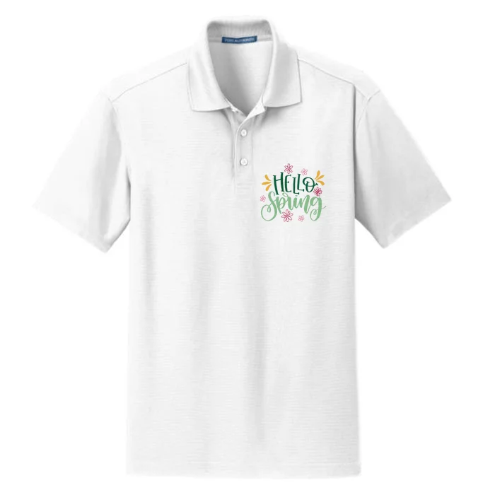 Hello Spring Flowers Dry Zone Grid Performance Polo