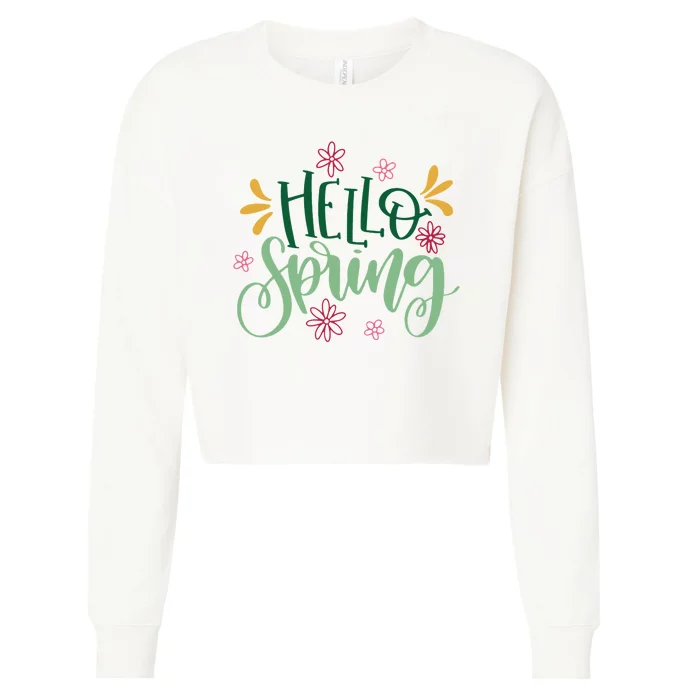 Hello Spring Flowers Cropped Pullover Crew