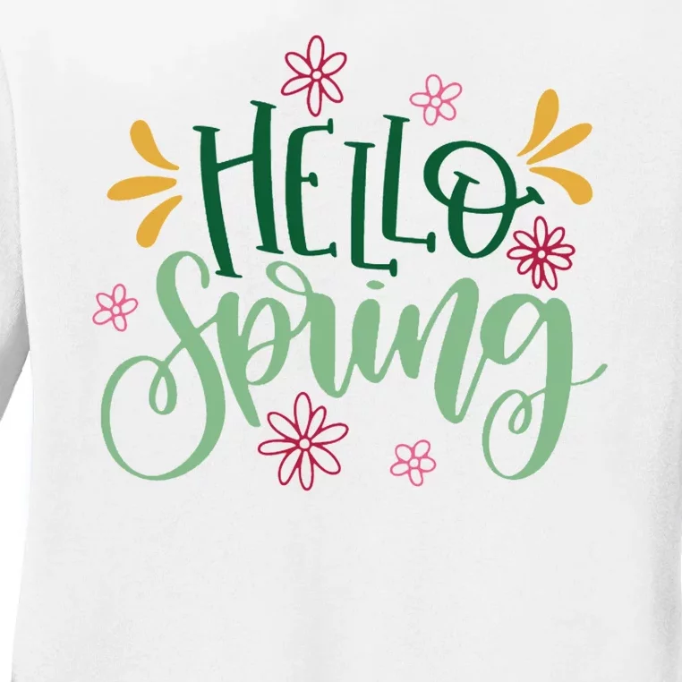 Hello Spring Flowers Ladies Long Sleeve Shirt