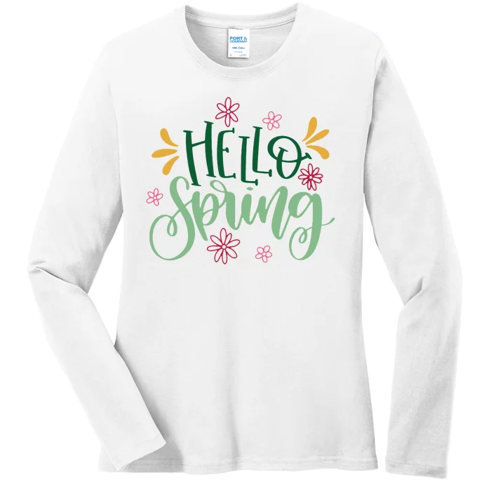 Hello Spring Flowers Ladies Long Sleeve Shirt