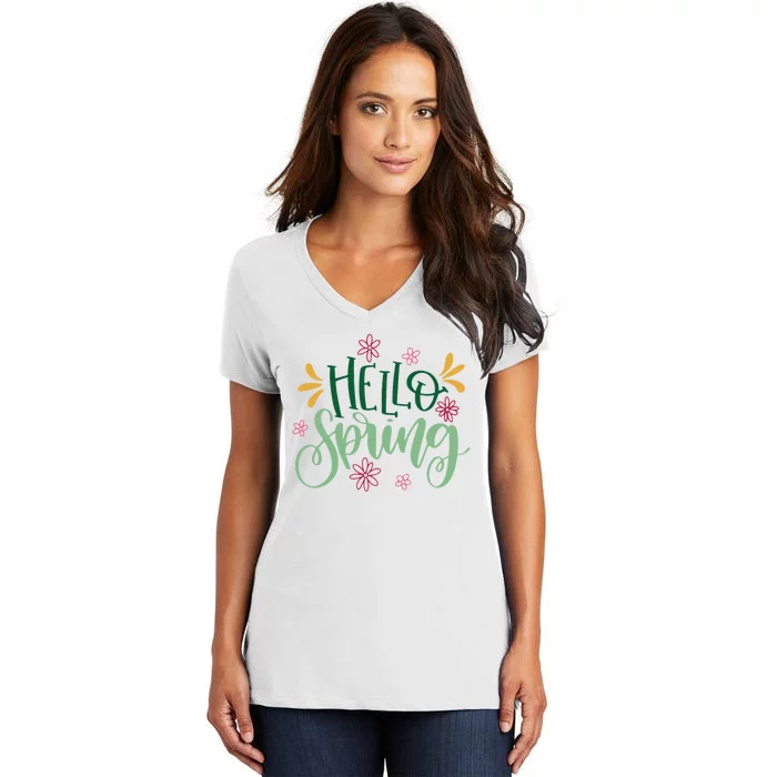 Hello Spring Flowers Women's V-Neck T-Shirt