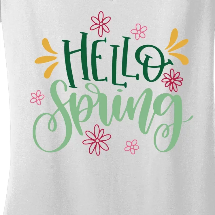 Hello Spring Flowers Women's V-Neck T-Shirt