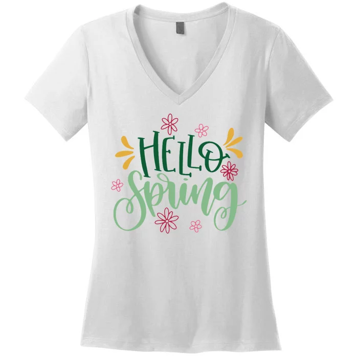 Hello Spring Flowers Women's V-Neck T-Shirt