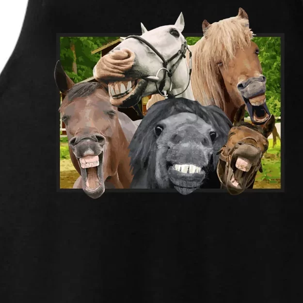 Horses Selfie Funny Ladies Tri-Blend Wicking Tank