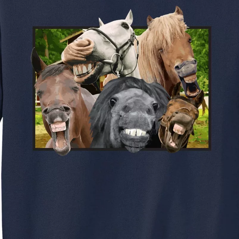 Horses Selfie Funny Tall Sweatshirt