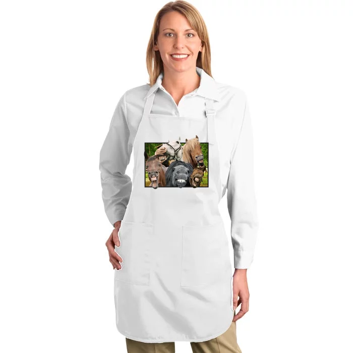 Horses Selfie Funny Full-Length Apron With Pocket