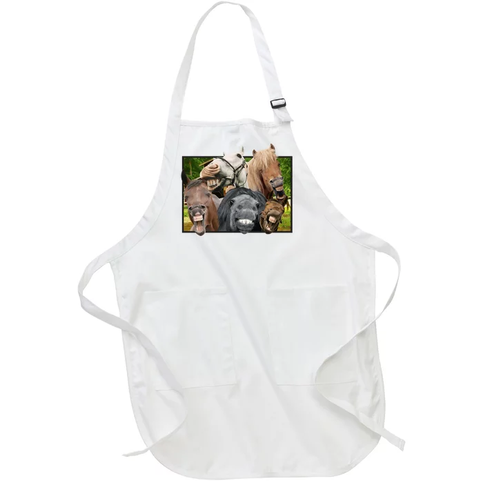 Horses Selfie Funny Full-Length Apron With Pocket