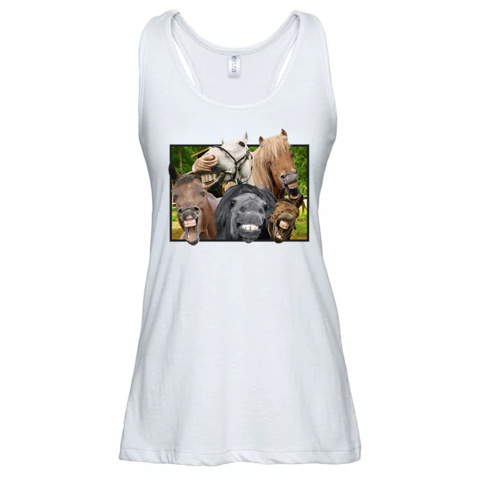 Horses Selfie Funny Ladies Essential Flowy Tank