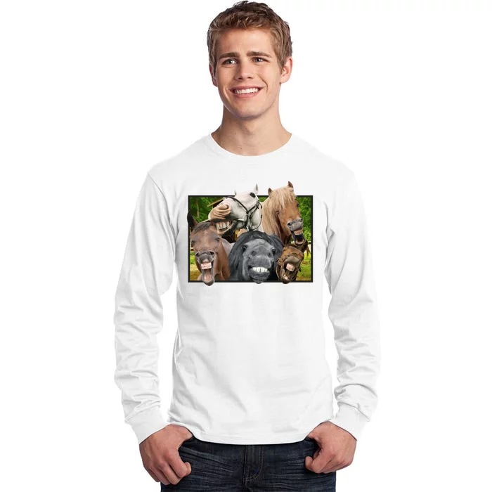 Horses Selfie Funny Tall Long Sleeve T-Shirt