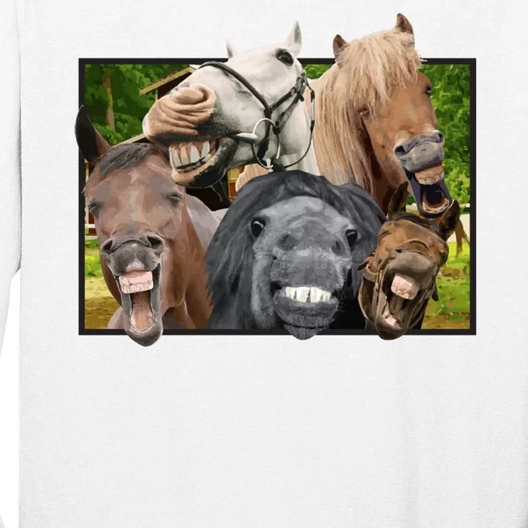 Horses Selfie Funny Tall Long Sleeve T-Shirt