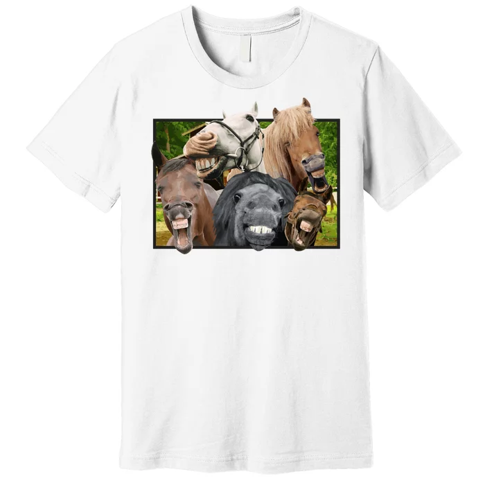 Horses Selfie Funny Premium T-Shirt