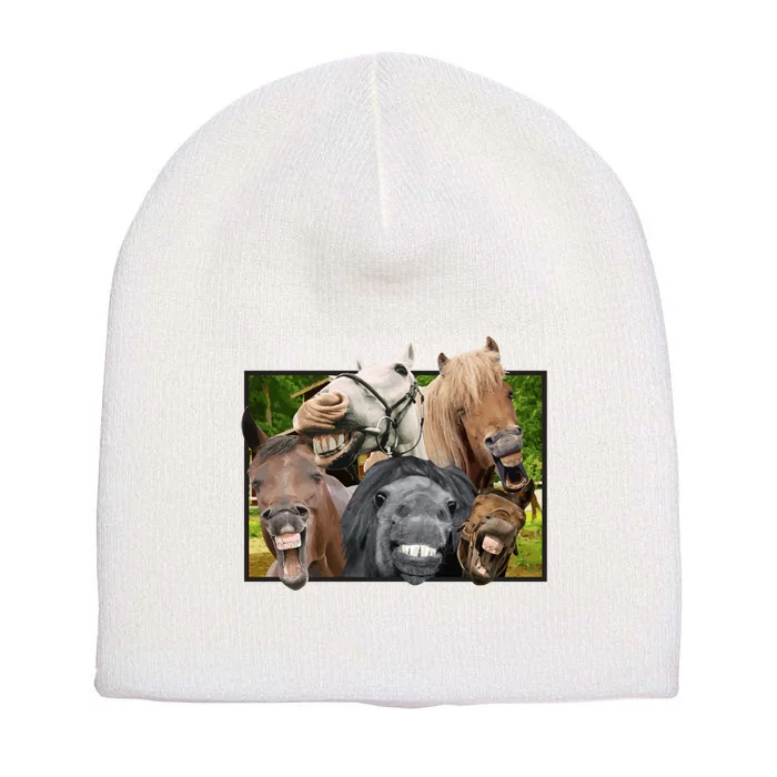 Horses Selfie Funny Short Acrylic Beanie