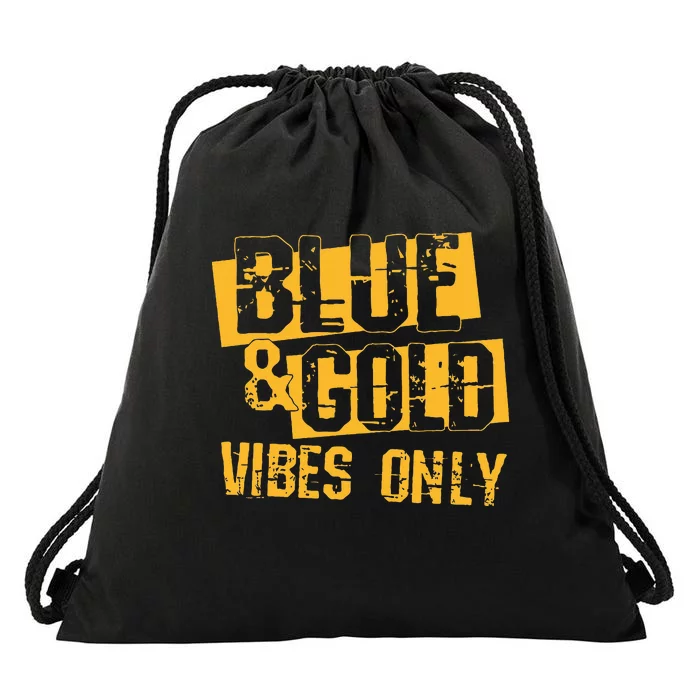 High School Football Game Day Crew Blue and Gold Drawstring Bag