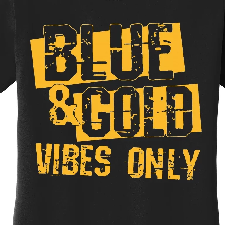 High School Football Game Day Crew Blue and Gold Women's T-Shirt