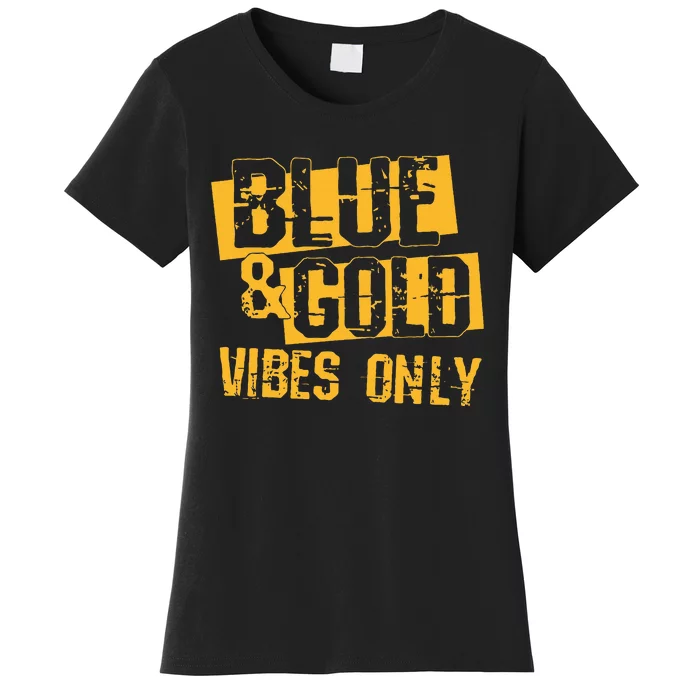 High School Football Game Day Crew Blue and Gold Women's T-Shirt