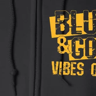 High School Football Game Day Crew Blue and Gold Full Zip Hoodie