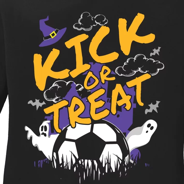 Halloween Shirts For Soccer Players With A Soccer Ball Ladies Long Sleeve Shirt