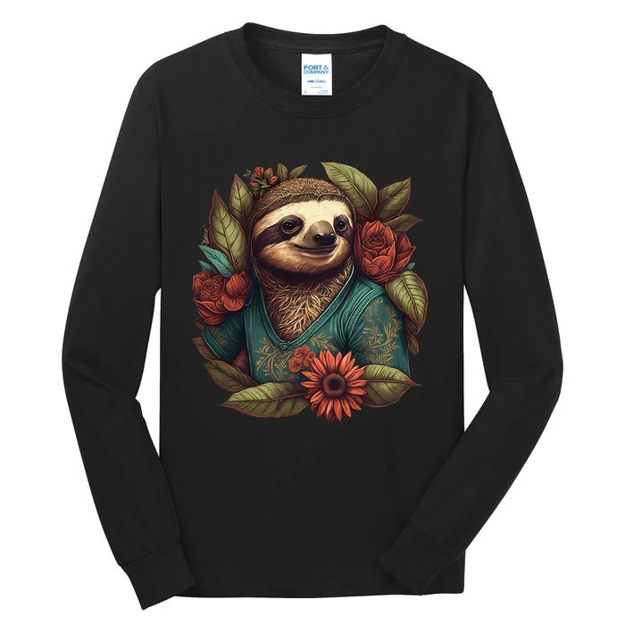 Happy-go-Lucky Sloth funny animal lover Tall Long Sleeve T-Shirt